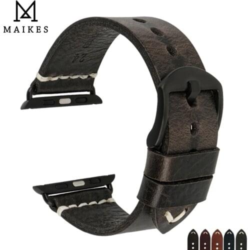 MAIKES Handmade Genuine Leather For Apple Watch band Accessories 38mm 42mm series 4 3 2 1 iWatch Apple Watch Strap 44mm 40mm