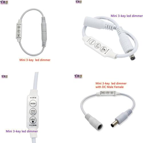 Mini 3-key manual switch led dimmer single color Mini LED controller with DC connector 5v 24v for Led 3528 5050 Strip Light