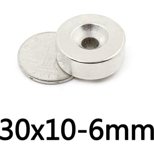 1/2/5PCS 30x10-6 Powerful Magnets 30*10 mm Hole 6mm Permanent Round Countersunk Neodymium Magnetic Magnet 30X10-6mm 30*10-6 mm