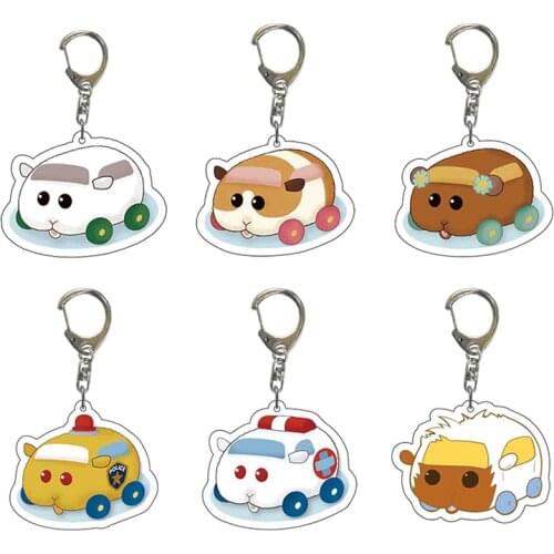 New Arrival Anime PUI PUI Molcar Guinea Pig Keychain Cartoon Animal Acrylic Keychain Bag Charm Key Ring Holder Kids Jewelry Gift