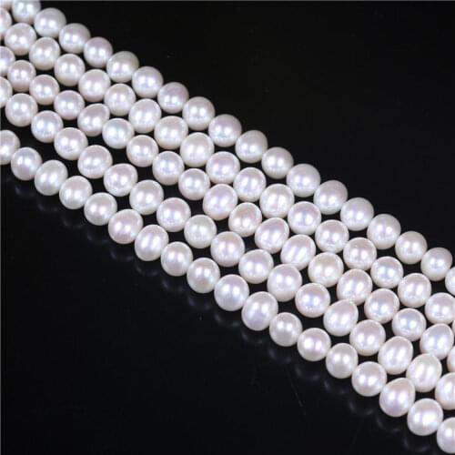 Wholesale AAA Natural 7-8mm White Potato Near Round Pearl Beads Loose 15