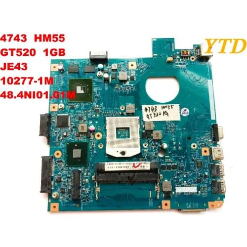 Original for ACER 4743 4743G laptop motherboard HM55 GT520 1GB JE43 10277-1M 48.4NI01.01M tested good free shipping connector