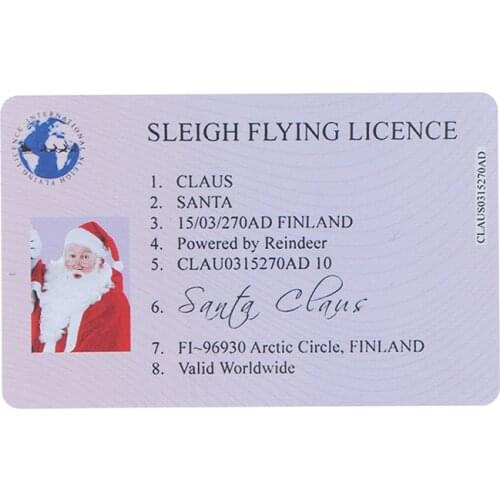 1pcs Fake Plastic Card Santa Claus Flying Licence Sleigh Licence For Children Kids Christmas Gift Christmas Tree Decorations