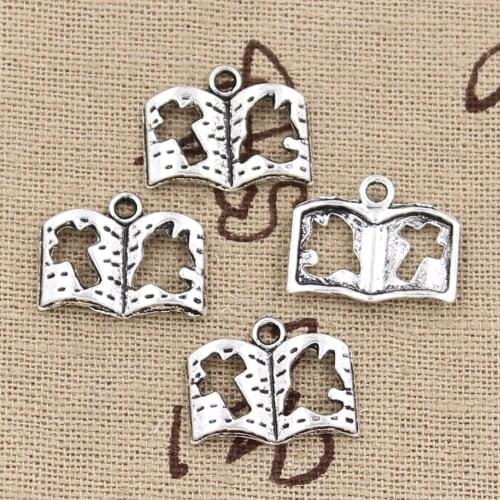 20pcs Charms Holy Bible Dove Cross Peace Book 13x17mm Antique Bronze Silver Color Pendants Making DIY Tibetan Finding Jewelry