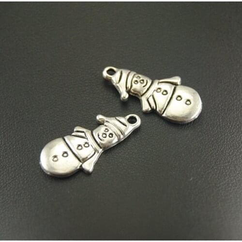 15Pcs Silver Color Metal Alloy Lovely Snowman Charm Jewellery Pendant For Bracelet Necklace 25x12.5mm A794