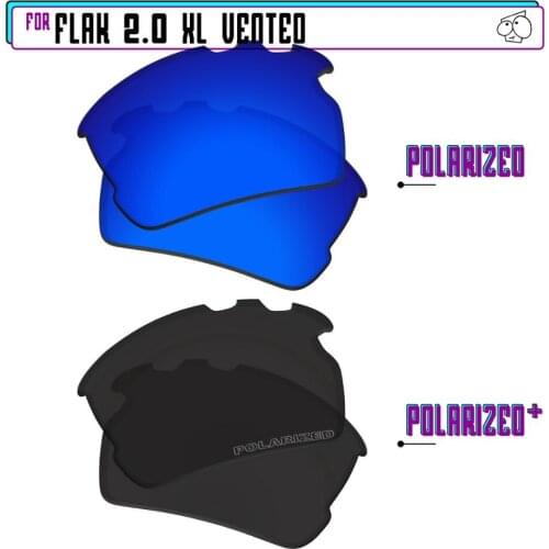 EZReplace Polarized Replacement Lenses for - Oakley Flak 2.0 XL Vented Sunglasses - Black P Plus-Navy P