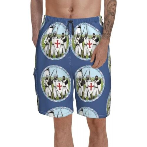 Knights Templar Board Shorts Funny Bathing Swimming Trunks Polyester Men Swim Trunks