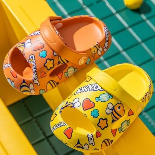 Children Hole Shoes Boys Sandals Cute Cartoon Little Bee Baby Toddler Slippers Girls Sandals Summer Shoes Waterproof Beach Shoes