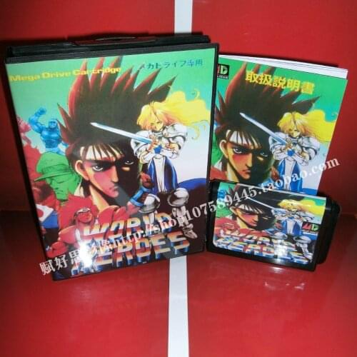 Sega MD game - World heroes with Box and Manual for 16 bit Sega MD game Cartridge Megadrive Genesis system