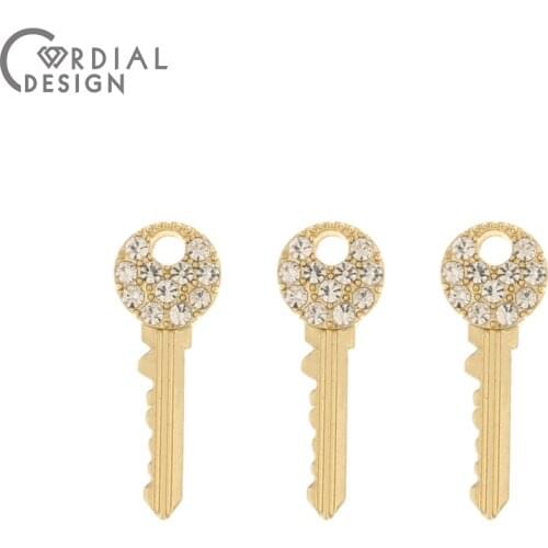Cordial Design 100Pcs 9*26MM Jewelry Accessories/Rhinestone Earrings Pendant/Key Shape/Hand Made/Jewelry Findings & Component