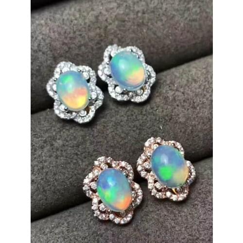 Wedding Earring Natural andReal OPal Earrings S925 Sterling Silver Fine Elegant Jewelry for Women Earring