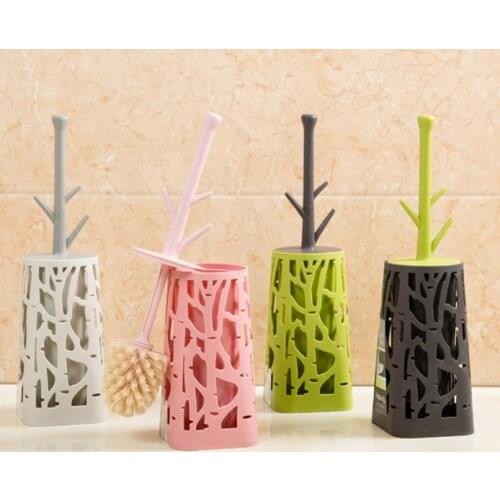Creative Cute Toilet Long Handle Brush + Holder bathroom PP Toilet Cleaning Brush Washroom Household Cleaning Brush Set