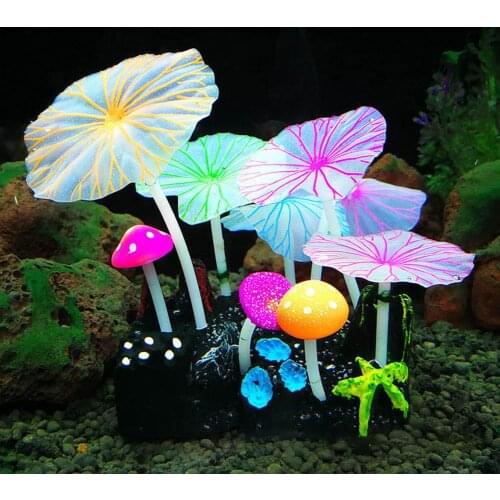 Silicone Simulated Plant Fluorescent Aquarium Decoration with Sucker New