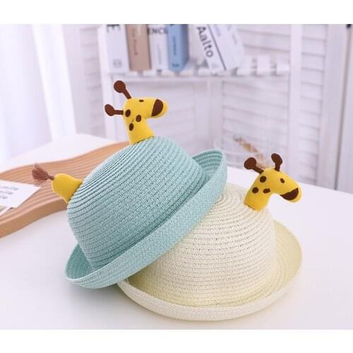 Summer baby casual cartoon straw hat boys Top hat Flanging cap for girl cute sun hat and for beach