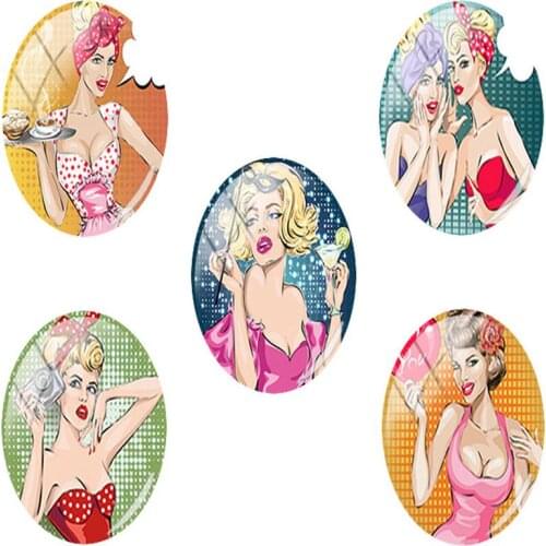 TAFREE Fashion Modern Freedom Girls Oval Art 18x25 mm Glass Cabochon dome Paris Women Jewelry Findings Flat Back WM01
