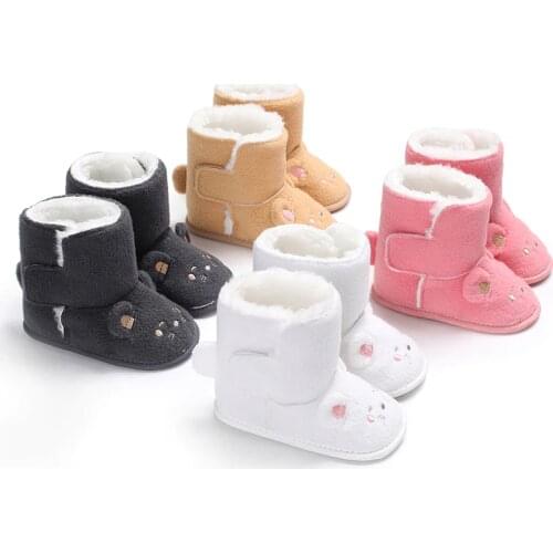 Winter 0-1 years old male and female baby cartoon plus velvet warm baby toddler shoes