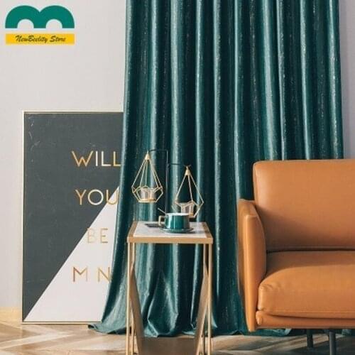 High Quality Flannel Curtains For Living Room Bedroom Simple Dark Green Nordic Velvet Blackout Curtains Luxury Modern