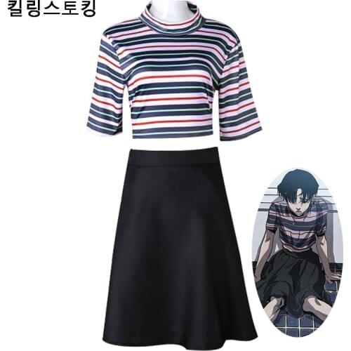 2020 New Fashion Killing Stalking Yoonbum Yoon Bum Cosplay Costume Women Girls Casual T-Shirt+Skirt Carnival Halloween Uniform