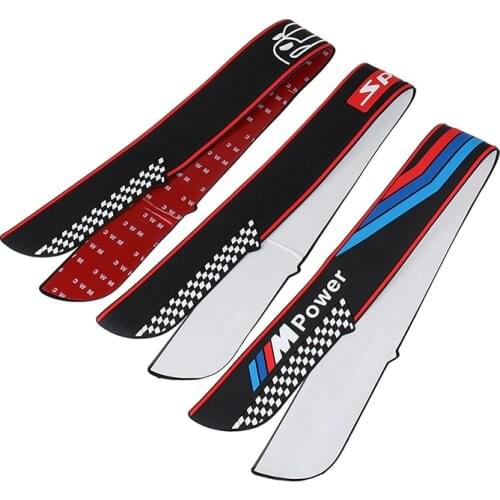 1PC Universal Car Rear Door Guard Bumper Protector Scratch Rubber Sticker Bar Black Auto Threshold Protection Anti Kick Strips