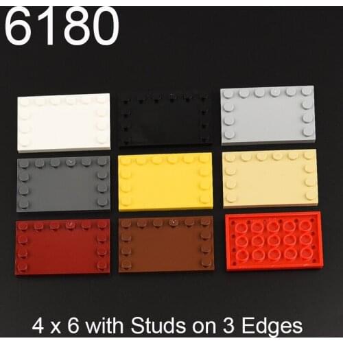 10PCS 6180 Tiles parts 4x6 with Studs on Edges Building block accessories MOC DIY Education Build Toys Brick