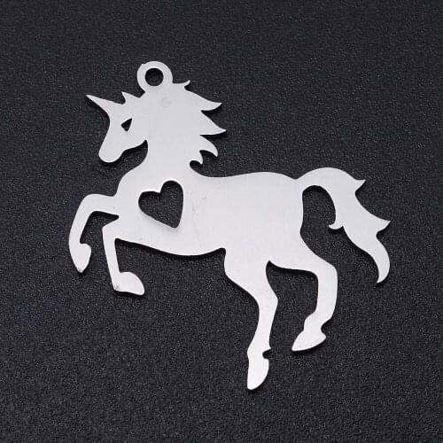 5pcs/lot 19*27mm Stainless Steel Unicorn Pendant Bracelet Charms DIY Crafting Jewelry Making Handicraft Accessories Wholesale