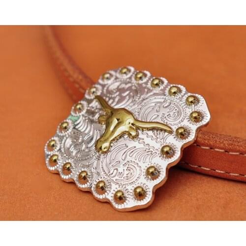 6PC 35*35MM TEXAS WESTERN COWBOY COWGIRL SADDLE SQUARE LONGHORN ROUND BERRY LEATHERCRAFT SILVER GOLD SCREW BACK CONCHO BUTTON