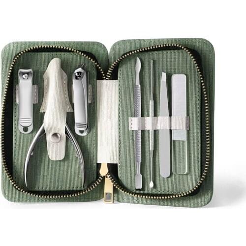 7pcs Manicure Set Pedicure Sets Nail Clipper Stainless Steel Professional Nail Cutter Tools with Travel Case Kit