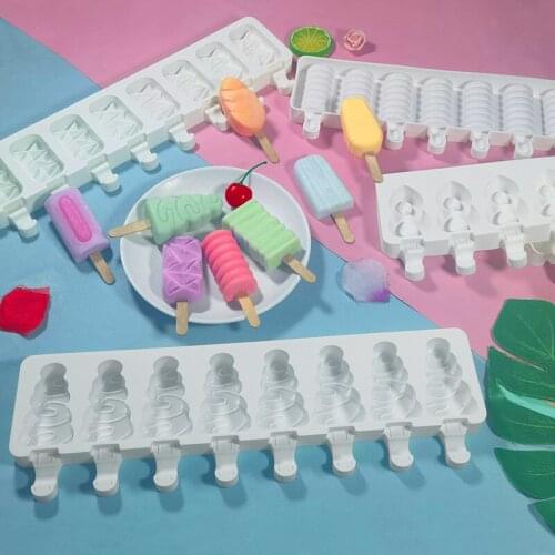 8-hole Ice Cream Silicone Mold Classic Striped Christmas Tree Twill Diamond Groove Popsicle Ice Cream Mold Ice Cube Tray