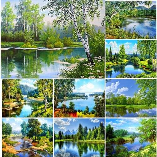 DIY 5D Diamond Painting Tree Scenery Full Drill Square Diamond Embroidery Landscape Mosaic Pictures of Rhinestones Home Decor