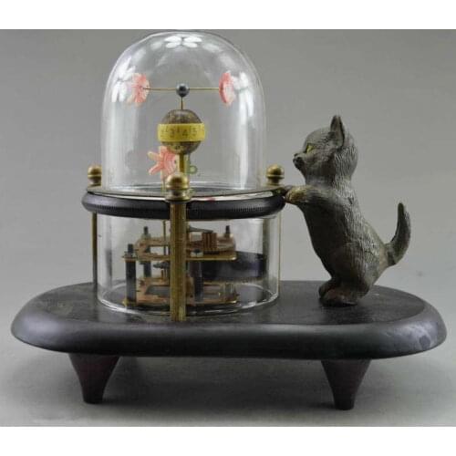 Decorative old cat hand-carved bronze fish can use mechanical clock