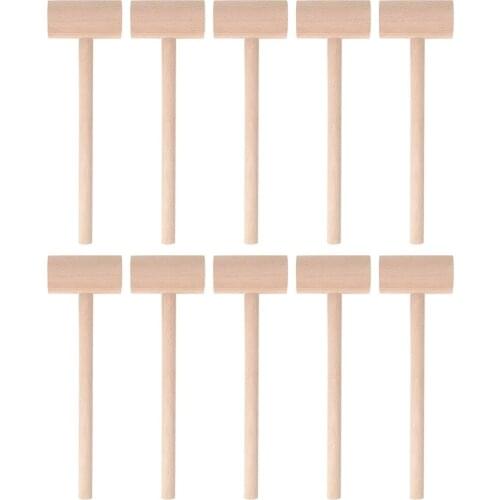 Wooden Hammer Small Tools 15x4.3x0.7cm White 10pcs Mini Kitchenware Smooth Surface Durable Handle Length 122mm Mallet