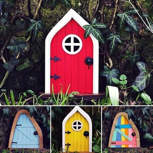 Home Creative Yard Art Mini Arch Cute Fairy Gnome Window Door Mouse Hole Miniature Wood Outdoor Garden Sculpture Elf Craft Decor