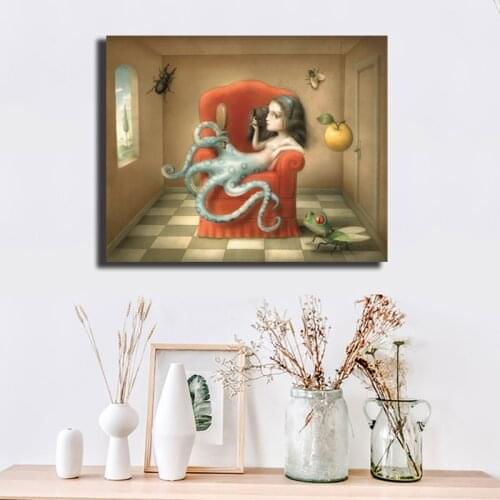 The Squid Leg Girl Mark Ryden Canvas Painting Print Living Room Home Decor Wall Art Oil Painting Poster Salon Pictures Artwork