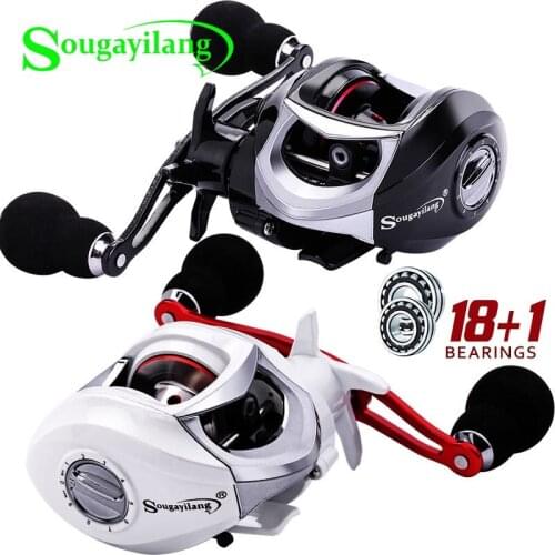Sougayilang 18+1BB Fishing Reel White/Black Right/Left Handed Drag Power 10kg Carp Fishing Wheels Fishing Tracking Pesca