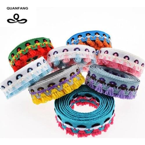 14mm Single Face Grosgrain & Satin Embroidered Lace Ribbon/Hemming Wrapping Decoration, DIY Gift Craft Packing Hair Accessories