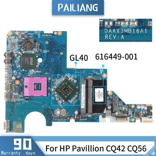 616449-501 For HP Pavillion CQ42 CQ56 DAAX3MB16A1 616449-001 GL40 DDR2 Mainboard Laptop motherboard tested OK