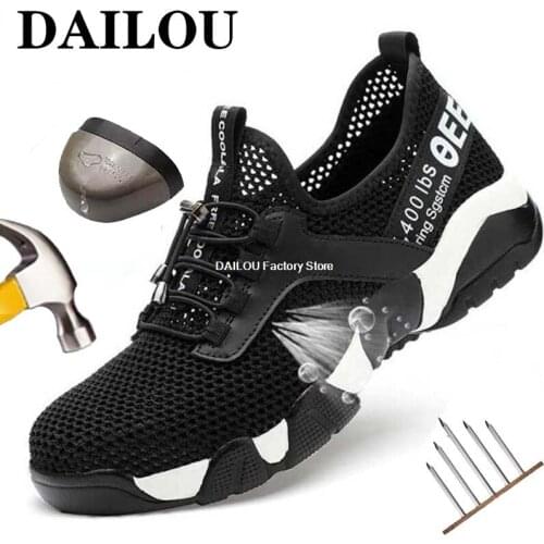 2021New Men Steel Toe Work Safety Shoes Lightweight Breathable Reflective Casual Sneaker Prevent Piercing Women Protective Boots