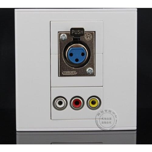 86*86mm Wall Face Plate Microphone XLR & 3RCA AV Socket Panel Faceplate Outlet Adapter