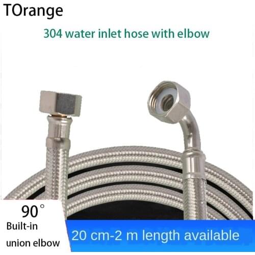 Unilateral articulated elbow 304 stainless steel braided hose water heater toilet angle valve faucet hot cold water inlet pipe