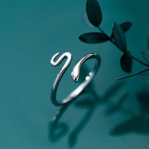 Solid 925 Sterling Silver Snake Rings for Women Teen Girls Adjustable Punk Hiphop Korean Stylish S925 Silver Jewelry 2021