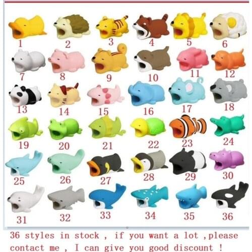 Wholesale 1 Cable bites Protector for Iphone cable Winder Phone holder Accessory chompers rabbit dog cat Animal doll model funny