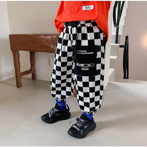Plaid Spring Autumn Casual Pants Boys Kids Trousers Children Clothing Teenagers Sport In Stock High Quality