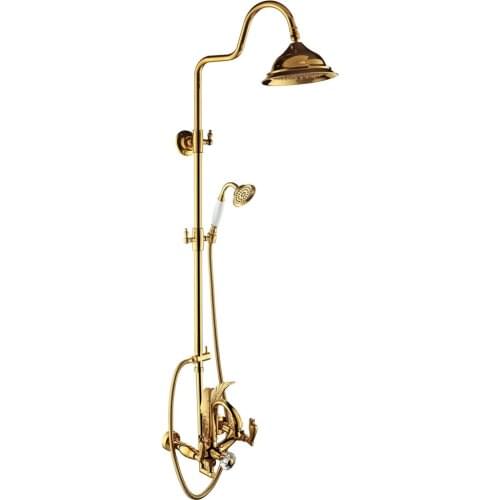 Luxury Solid Brass Golden Swan Shower Set Hot And Cold Water Three Function Bathroom Shower Set Swan Golden Unique Desgin