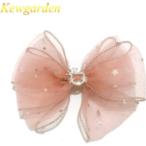 Kewgarden New girls net crown bow lovely princess hair clip 4pcs