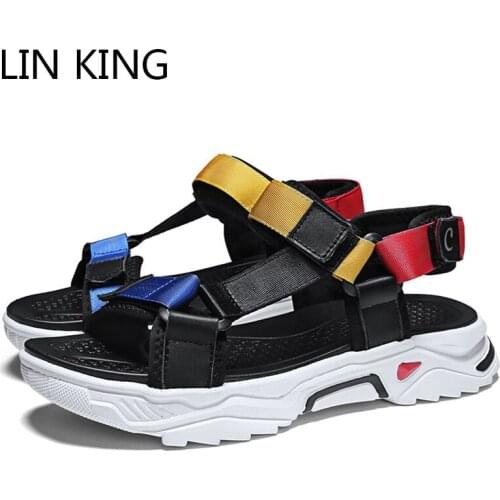 LIN KING 2020 New Design Big Size Men Summer Outdoor Sandals Fashion Sports Slides Shoes Non Slip Beach Shoes Sandalias Hombre