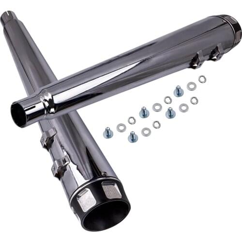 Silver 1-7/8" 4" Megaphone Drag Pipe Slip On Mufflers Exhaust for Harley Touring Street Glide Road