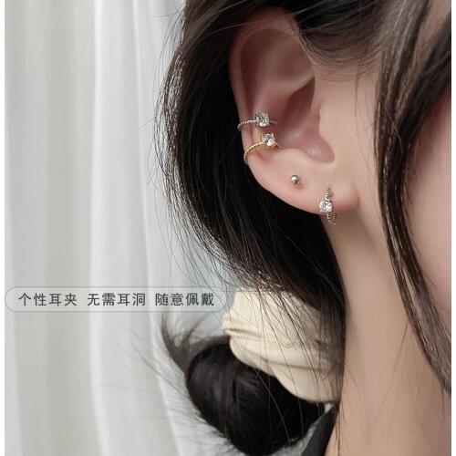 Zircon Clip Earrings Circle For Women No Pierced Retro Korean Fashion New Trendy Hot Student Short Hair Jewelry Present BOYULIGE