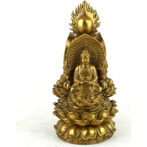 Open Light pure copper three face Buddha statue the three saints of the west Sambo Buddha figue buddhist