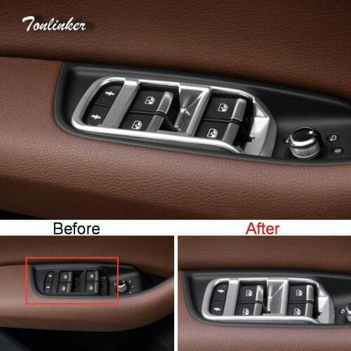 Tonlinker Cover case Sticker for AUDI Q7 2016-18 Car Styling 4 PCS ABS Matte Door Windows lift button Position Cover Stickers