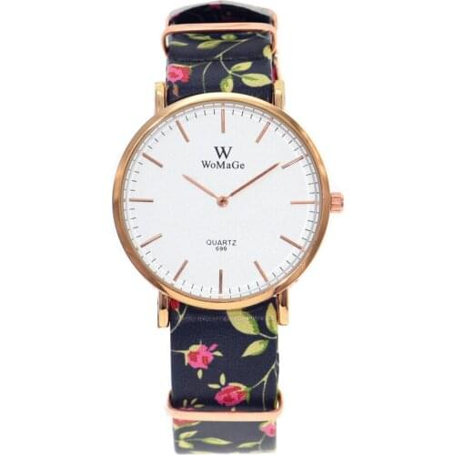 Top Fashion WoMaGe 699 Elegant Women Watches Girl Beautiful Flowers Style Leather Strap Quartz Wrist Watches